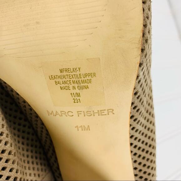 Marc Fisher Tan Suede Perforated Open Bootie Sz 11 - Picture 6 of 7